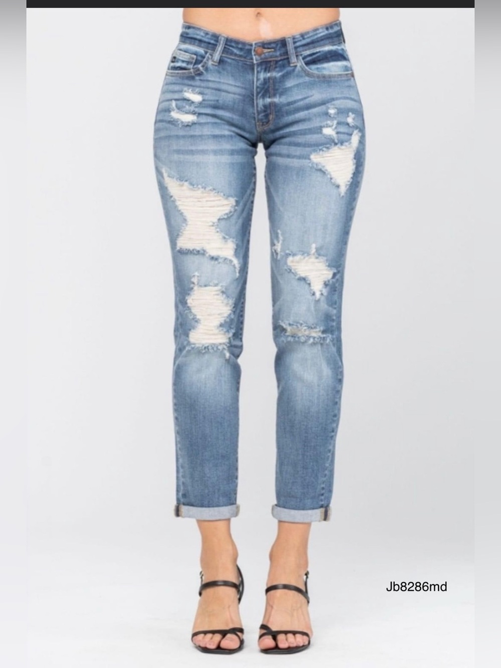 Judy Blue Light Blue Distressed Boyfriend Jeans